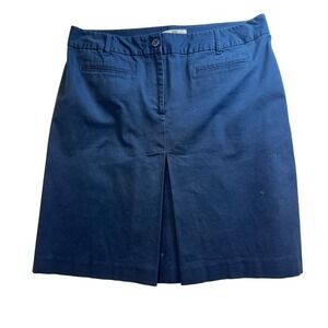 Talbots Navy Blue Cotton Blend A-Line‎ Career Skirt with Pleat Size 16 Plus Size